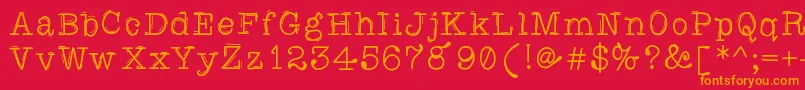 フォントCaretodance – 赤い背景にオレンジの文字