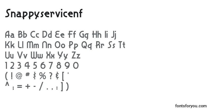 A fonte Snappyservicenf (81215) – alfabeto, números, caracteres especiais