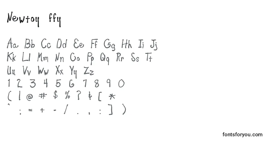 A fonte Newtoy ffy – alfabeto, números, caracteres especiais