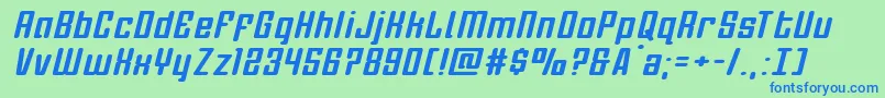 Darklighterexpandital-Schriftart – Blaue Schriften auf grünem Hintergrund