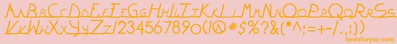 WiltonianRegular-Schriftart – Orangefarbene Schriften auf rosa Hintergrund