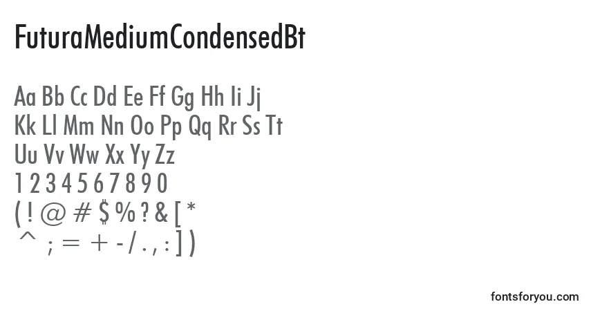 FuturaMediumCondensedBtフォント–アルファベット、数字、特殊文字