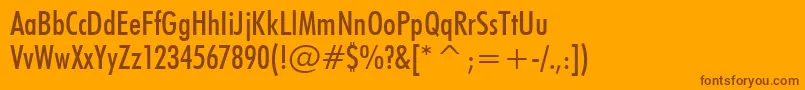 FuturaMediumCondensedBt-Schriftart – Braune Schriften auf orangefarbenem Hintergrund