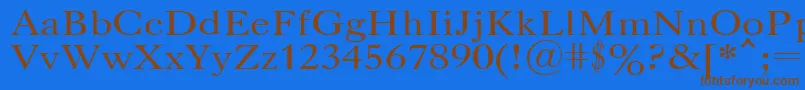 フォントUkCaslon – 茶色の文字が青い背景にあります。