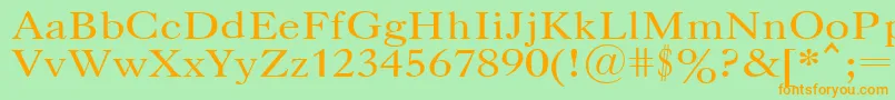 UkCaslon-Schriftart – Orangefarbene Schriften auf grünem Hintergrund