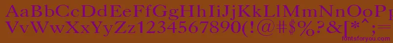 Fonte UkCaslon – fontes roxas em um fundo marrom