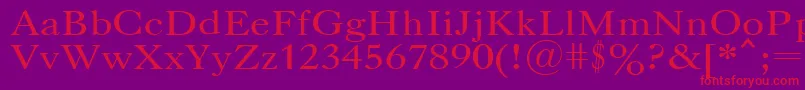 フォントUkCaslon – 紫の背景に赤い文字