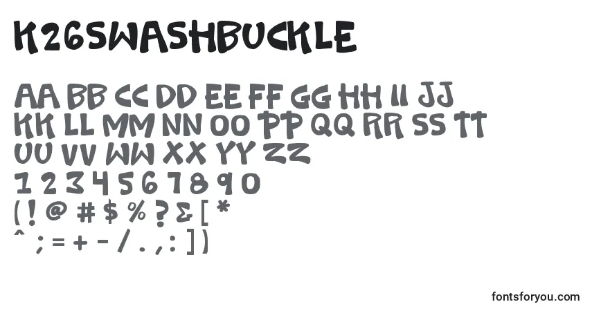 A fonte K26swashbuckle – alfabeto, números, caracteres especiais
