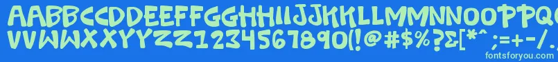 K26swashbuckle Font – Green Fonts on Blue Background