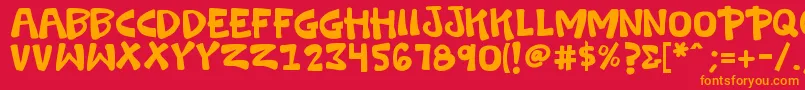 フォントK26swashbuckle – 赤い背景にオレンジの文字