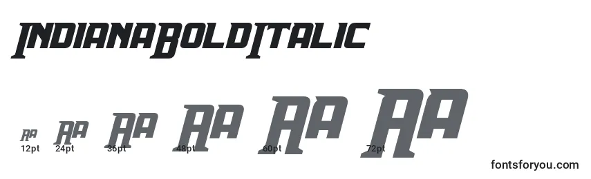 Размеры шрифта IndianaBoldItalic