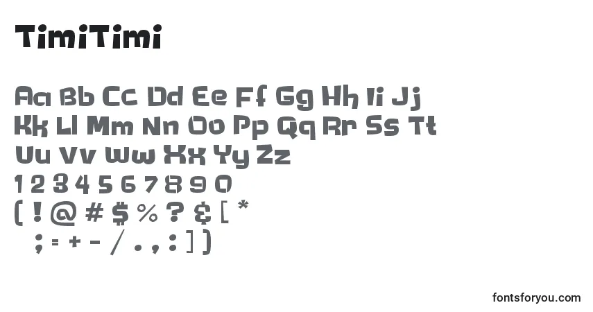 Schriftart TimiTimi – Alphabet, Zahlen, spezielle Symbole