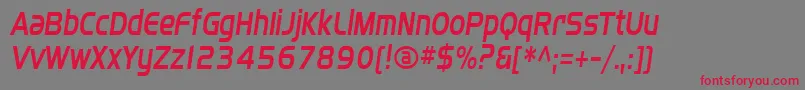 Sffourchecondenseditalic Font – Red Fonts on Gray Background