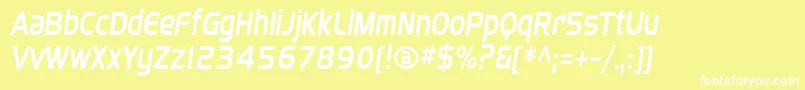 Sffourchecondenseditalic Font – White Fonts on Yellow Background