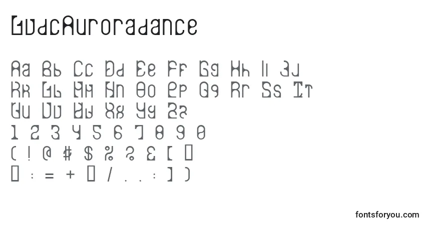 Schriftart LvdcAuroradance – Alphabet, Zahlen, spezielle Symbole