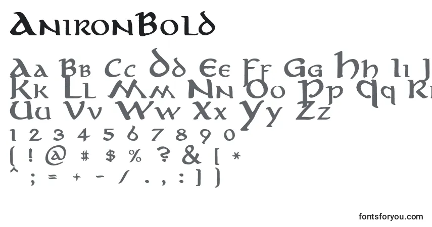 Шрифт AnironBold – алфавит, цифры, специальные символы