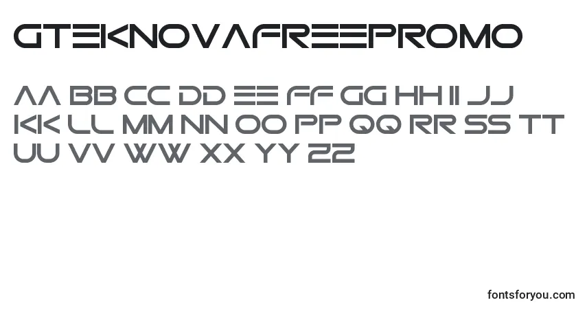 Schriftart GtekNovaFreePromo – Alphabet, Zahlen, spezielle Symbole