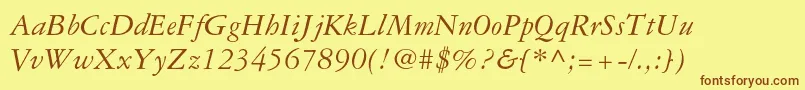 Garamond3ltstdItalic Font – Brown Fonts on Yellow Background