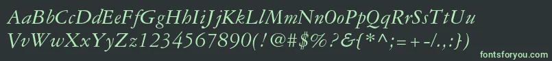 Шрифт Garamond3ltstdItalic – зелёные шрифты на чёрном фоне