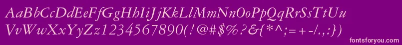 Garamond3ltstdItalic Font – Pink Fonts on Purple Background