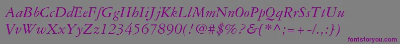 Garamond3ltstdItalic Font – Purple Fonts on Gray Background