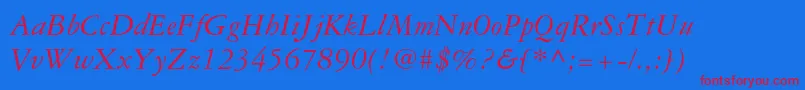 Garamond3ltstdItalic Font – Red Fonts on Blue Background