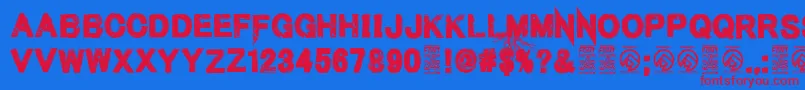 フォントMenofnihilistRegular – 赤い文字の青い背景