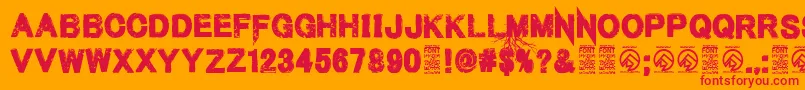 MenofnihilistRegular Font – Red Fonts on Orange Background