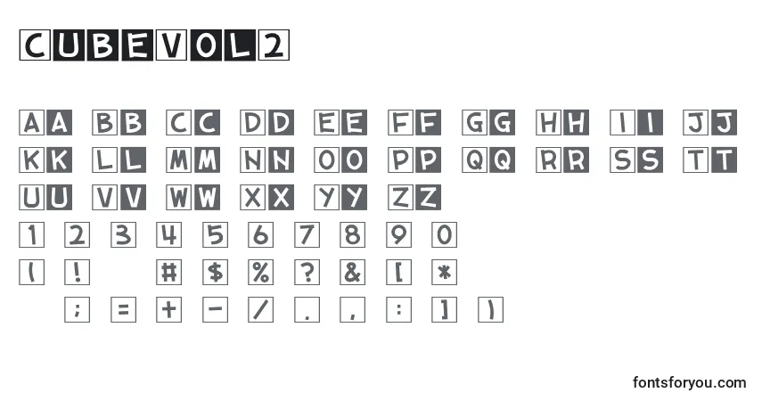 A fonte CubeVol2 – alfabeto, números, caracteres especiais