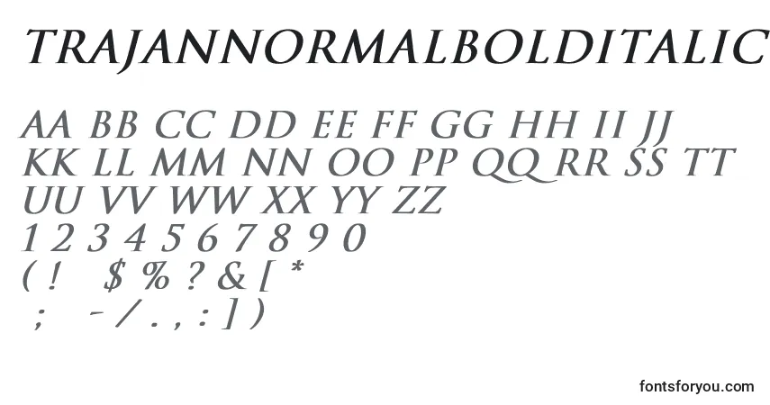TrajanNormalBoldItalic-fontti – aakkoset, numerot, erikoismerkit
