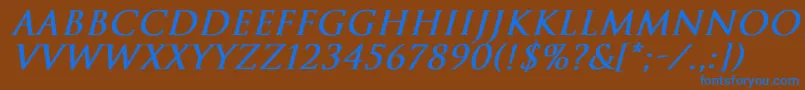 TrajanNormalBoldItalic Font – Blue Fonts on Brown Background