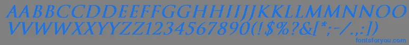TrajanNormalBoldItalic Font – Blue Fonts on Gray Background