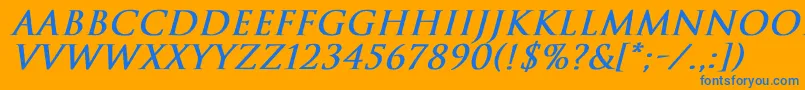 TrajanNormalBoldItalic Font – Blue Fonts on Orange Background