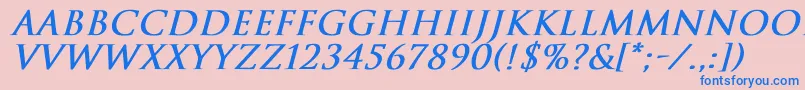 TrajanNormalBoldItalic Font – Blue Fonts on Pink Background