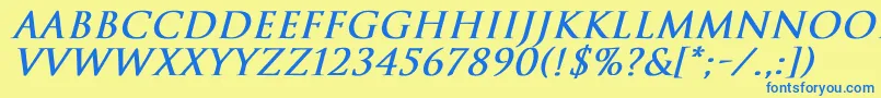 TrajanNormalBoldItalic Font – Blue Fonts on Yellow Background