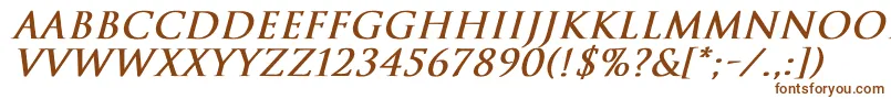 TrajanNormalBoldItalic-fontti – ruskeat fontit valkoisella taustalla