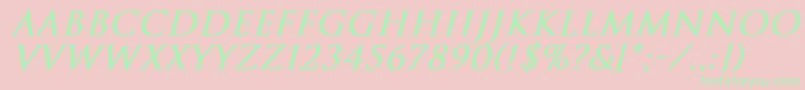 TrajanNormalBoldItalic Font – Green Fonts on Pink Background