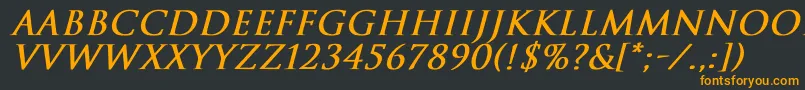 フォントTrajanNormalBoldItalic – 黒い背景にオレンジの文字