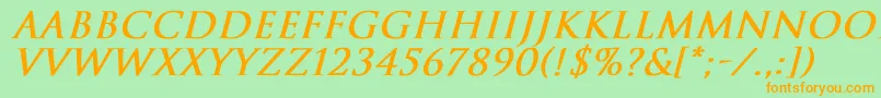 TrajanNormalBoldItalic Font – Orange Fonts on Green Background