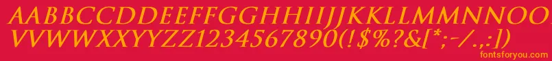 TrajanNormalBoldItalic Font – Orange Fonts on Red Background
