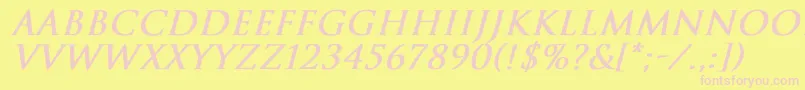 TrajanNormalBoldItalic Font – Pink Fonts on Yellow Background