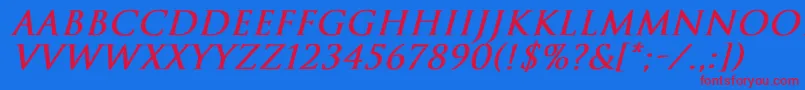 TrajanNormalBoldItalic Font – Red Fonts on Blue Background