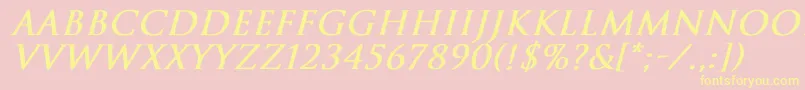 TrajanNormalBoldItalic Font – Yellow Fonts on Pink Background