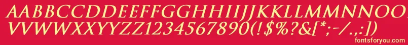 TrajanNormalBoldItalic Font – Yellow Fonts on Red Background