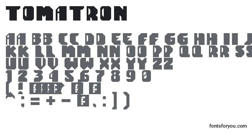 Tomatron Font – alphabet, numbers, special characters