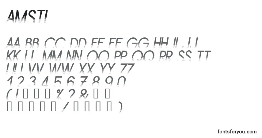 Schriftart Amsti – Alphabet, Zahlen, spezielle Symbole