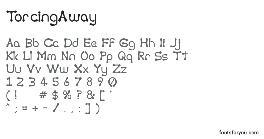 TorcingAwayフォント–アルファベット、数字、特殊文字