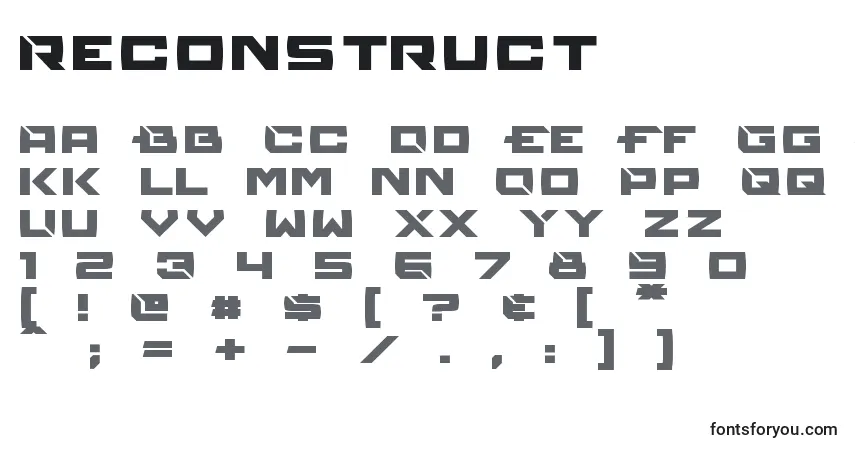 Schriftart Reconstruct – Alphabet, Zahlen, spezielle Symbole