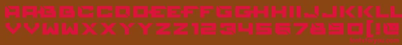 フォントReconstruct – 赤い文字が茶色の背景にあります。