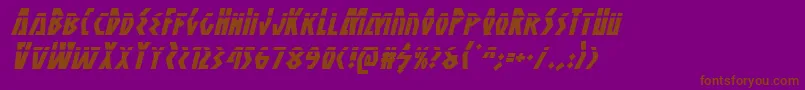 Antikytheralaserital-Schriftart – Braune Schriften auf violettem Hintergrund